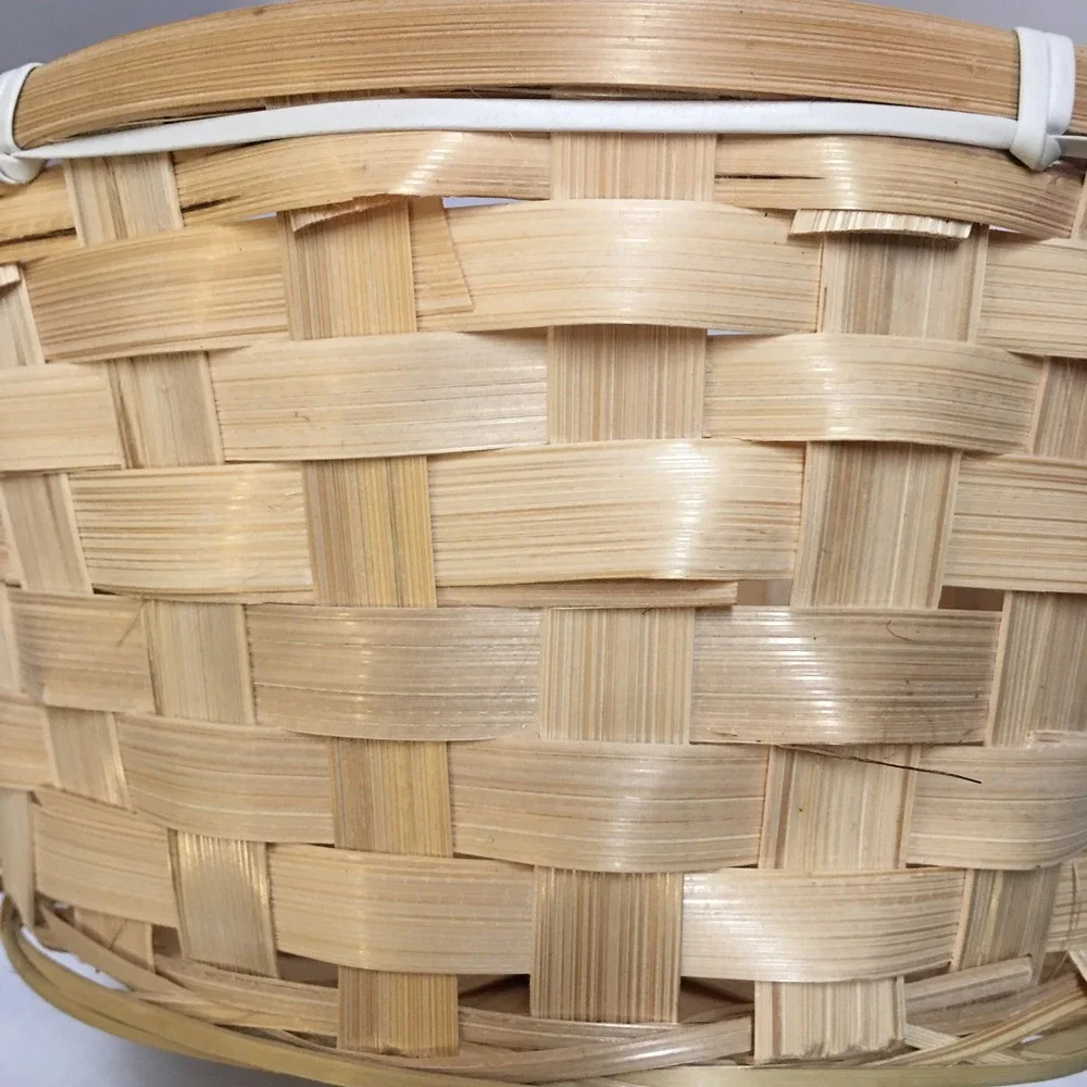 Woven Bamboo Basket Home Decor Small Natural Round Utility Storage Cottagecore